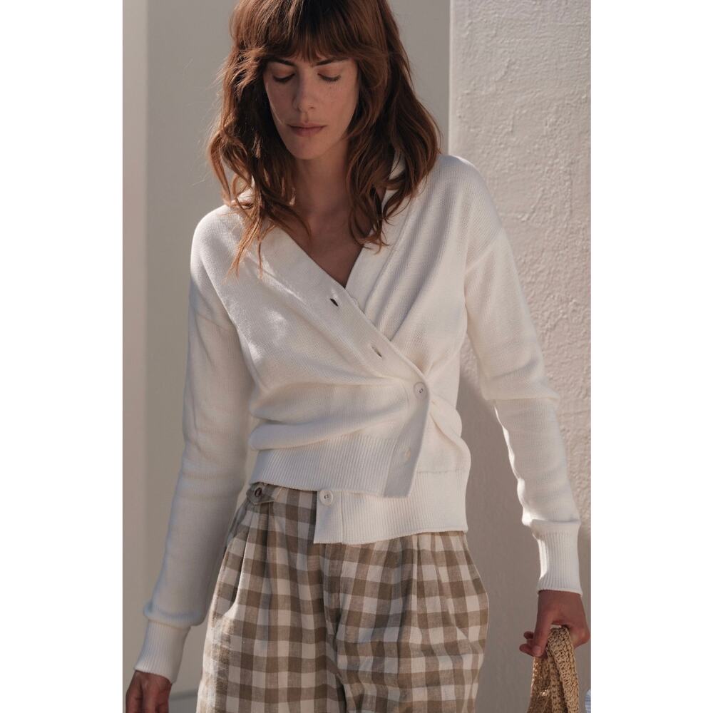 CISSA White Wrap Convertible Cardigan M/L